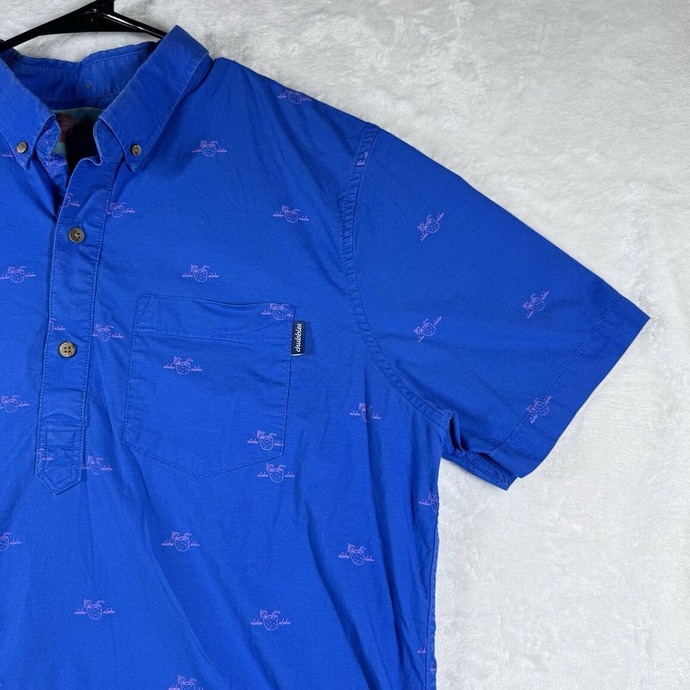 Chubbies Tropical Short Sleeve Golf Polo Men's Large Wood Button Hawaiian - Picture 4 of 13